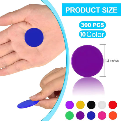 Coopay 200 Pieces 10 Colors 1-1/5 inch Plastic Learning Counters Disks Bingo Chip Counting Discs Markers for Math Practice and Poker Chips Game Tokens