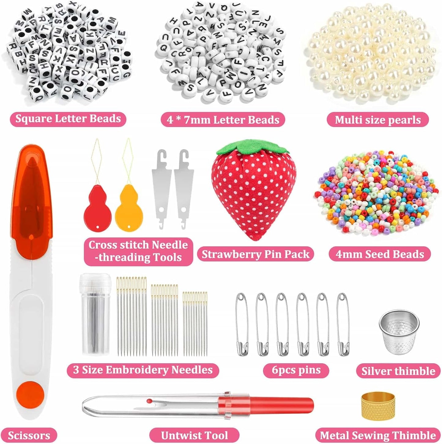 PAXCOO 985Pcs String Bracelet Making Kit, Friendship Bracelet String Kit with 110 Skeins Embroidery Floss Cross Stitch Thread, 830 Beads for Friendship Bracelet Making, 45Pcs Embroidery Tools