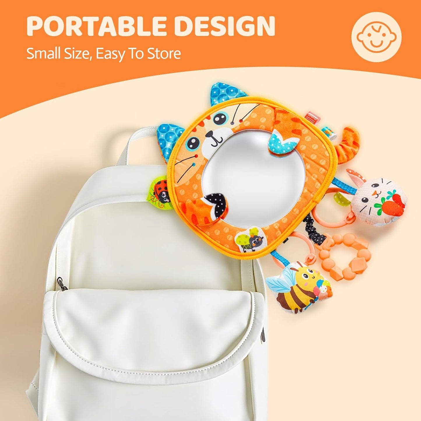 Jollybaby Car Seat Crib Stroller Play Gym Hanging Toy for Baby 0-3-6-12 Months, Tummy Time Mirror Toys Gifts for Newborn Infants, Carseat Travel Toy for Road Trip - Frog