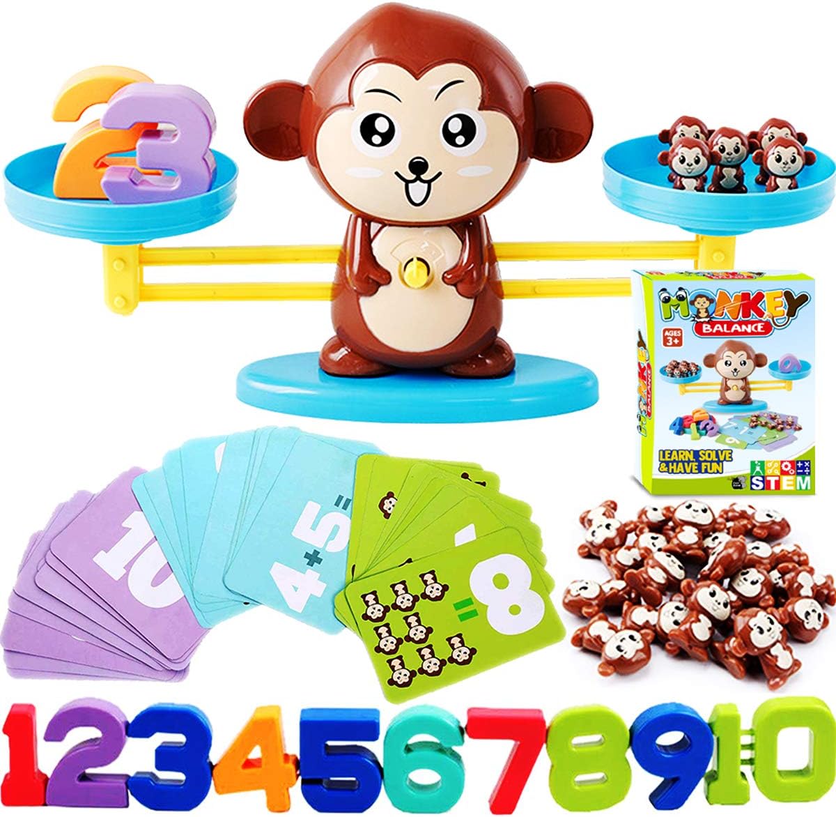 CozyBomB™ Homeschool Kindergarten Frog Scale Cards Balance Board Game - Preschool Math Learning Stem Montessori Toys Educational Gifts for Boy Girl Ages 3 4 5 6 Year Old Birthdays Christmas Holidays