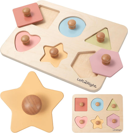 LEFT2RIGHT Wooden Puzzle for Toddlers 1-3 | Montessori Puzzle for 2 Year Old | Best Educational Puzzle for Motor Skills & Sensory Learning | Wooden Peg Puzzles for Toddlers 1-3 Transportation Edition