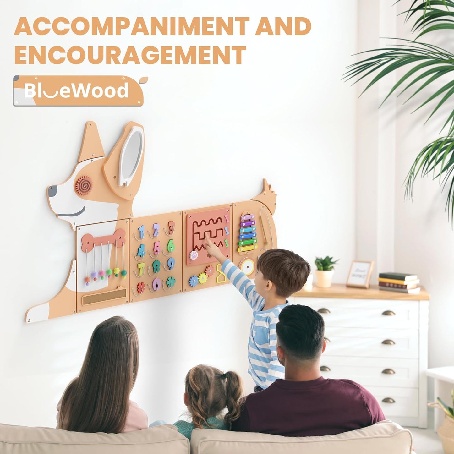BlueWood Wooden Wall Busy Board Panels, Toddler Learning Activity Center, Montessori Philosophy Sensory, Educational Toys, Conducive to All-Round Development - Whale