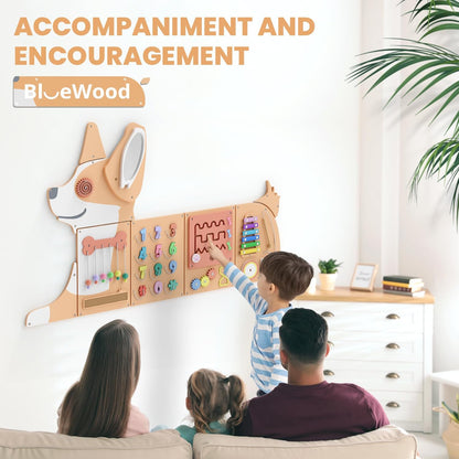 BlueWood Wooden Wall Busy Board Panels, Toddler Learning Activity Center, Montessori Philosophy Sensory, Educational Toys, Conducive to All-Round Development - Whale