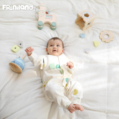 FReniland Montessori Toys for 1 Year Old，3-in-1 Wooden Baby Toys，Wooden Stacking Toy，Toddler Shape Sorting Cube, Giraffe Ring Toy,Newborn Baby Gift Sets for Boys and Girls