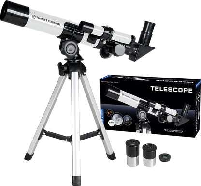 The Thames & Kosmos Telescope Essential STEM Tool | Childrens Refractor Telescope with 100x Magnification & Built-in Compass | Classic Scientific Device for Astronomical & Terrestrial Observations