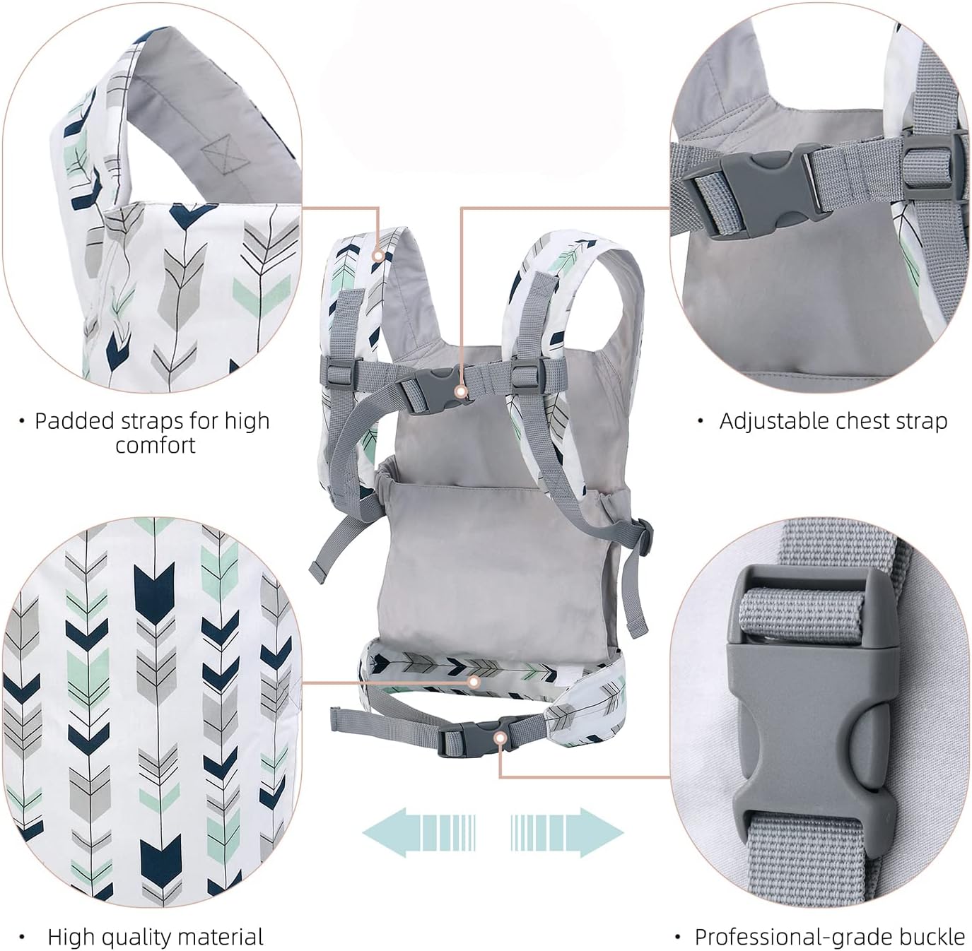 Miracle Baby Doll Carrier for Kids, Front and Back Baby Doll Accessories Backpack Kid Toddlers Play Toy Baby Carriers with Adjustable Straps for Little Girls