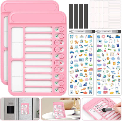 Audab Dry Erase Chore Chart for Kids, Magnetic Checklist Board, My Chores Slider Chart to Do List Board, Routine Reward Chart Schedule Board Task Tracker for Home Refrigerator, Wall, Desk (Pink)