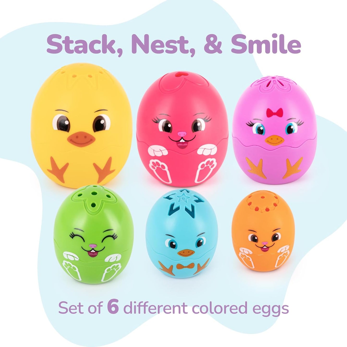 ArtCreativity Stacking Egg Cup Bath & Pool Toys – Set of 11 – Nesting Bunny & Chick Water Toys for Toddlers – Colorful Educational & Playtime Toys for Kids – Baby Bath Toy Set for Ages 3+