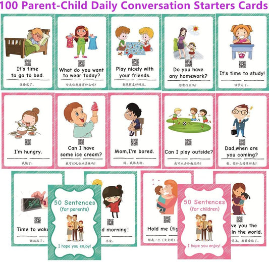 100 Parent-Child Daily Conversation Starters Cards with Picture - Fun Family-Friendly Vivid Question Cards Game for Kids - Learning Materials Great for ESL Teaching: Parent/Teacher/Autism