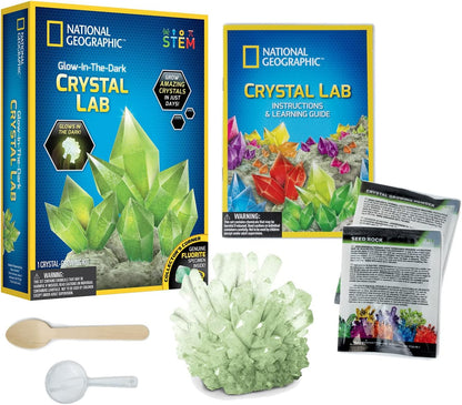 National Geographic Crystal Growing Kit for Kids - Educational Science Kits for Kids Age 8+ with 3 Crystals, 4 Genuine Gemstones and Light-Up Base | STEM Gifts for 8+ Year Old Boys and Girls