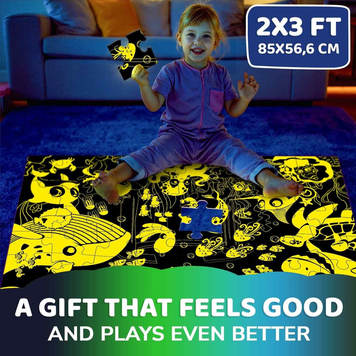 QUOKKA Floor Puzzles for Kids Ages 4-8 – 2x3 FT Giant Search and Find Jigsaw – 48 Large Pieces – Above and Beyond Observational Scene – Educatinal Montessori Toy with Gift Box – Fun Learning Activity