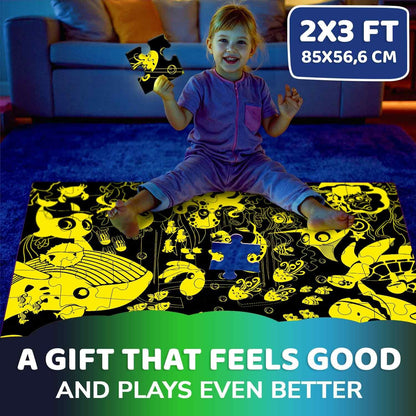 QUOKKA Floor Puzzles for Kids Ages 4-8 – 2x3 FT Giant Search and Find Jigsaw – 48 Large Pieces – Above and Beyond Observational Scene – Educatinal Montessori Toy with Gift Box – Fun Learning Activity