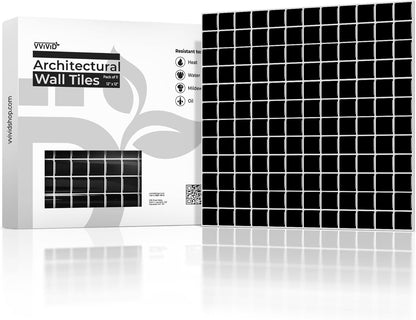 VViViD 11 Sheets Peel and Stick Grey Gloss Faux Ceramic Brick Wall Tiles, Self Adhesive Backsplash 12”x12”, 2mm Thick Kitchen, Bathroom (11 sq. ft.)