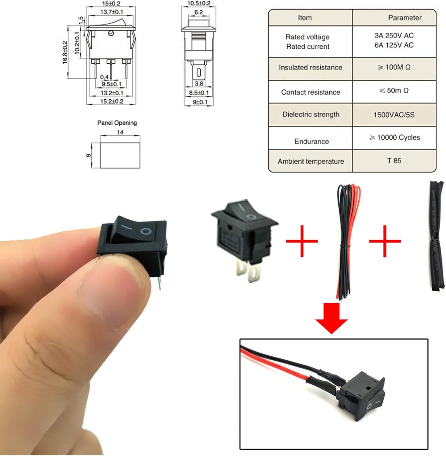 EUDAX 6 Set Rectangular Mini Electric 1.5-3V 24000RPM DC Motor with 84 Pcs Plastic Gears,Electronic Wire, 2 x AA Battery Holder,Boat Rocker Switch,Shaft Propeller for DIY Science Projects
