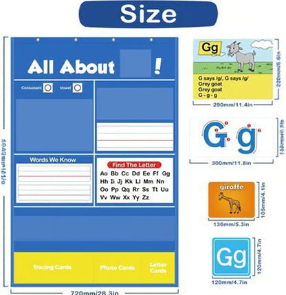 Alphabet Learning Pocket Chart, Classroom Wall Chart 11.42x8.66 Inches, All About Letters Pocket Charts, Hanging Early Educational Letters Pockets Charts (#1)