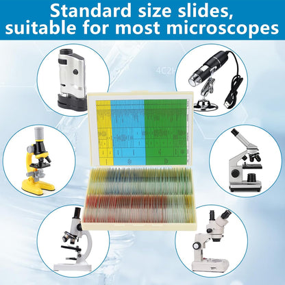 Microscope Slides with Specimens for Kids, 30 Lab-Grade Prepared Microscope Slides, Animal Plant Microbe Cells, STEM Biology Kit for Kids Ages 6-8 Homeschool, Classroom Labs & Science Education