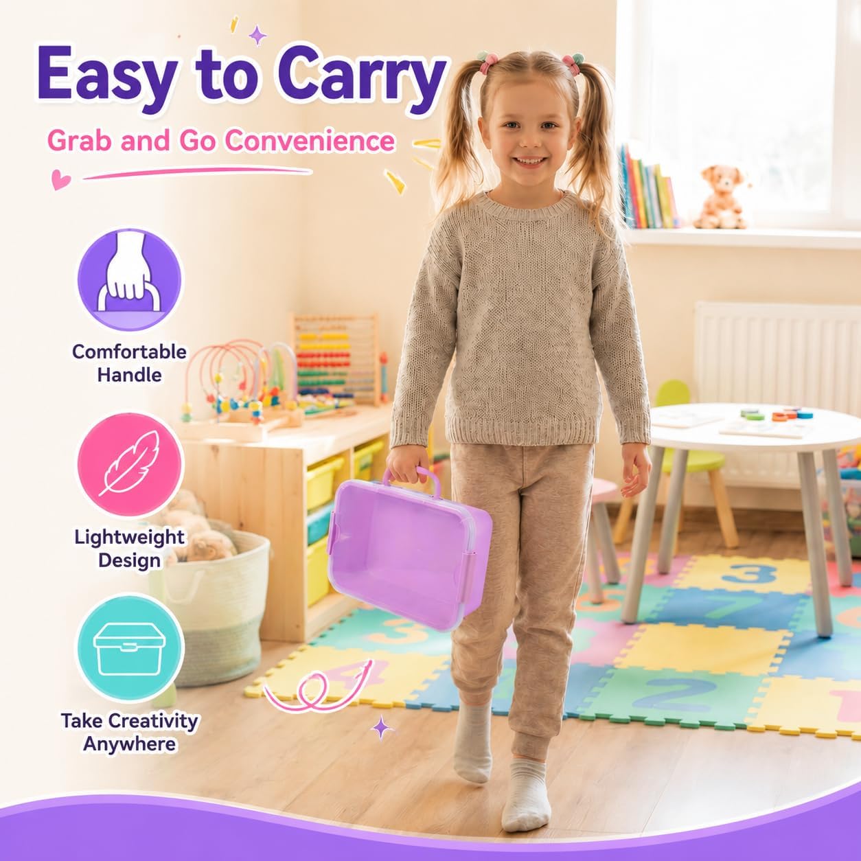 Carolart 3 Pack, Empty Sensory Bin, Wheat Straw Material，13.5 Inch Storage Container, Portable Plastic Storage Bins, Stackable Play Tray for toys,arts,crafts and sand.