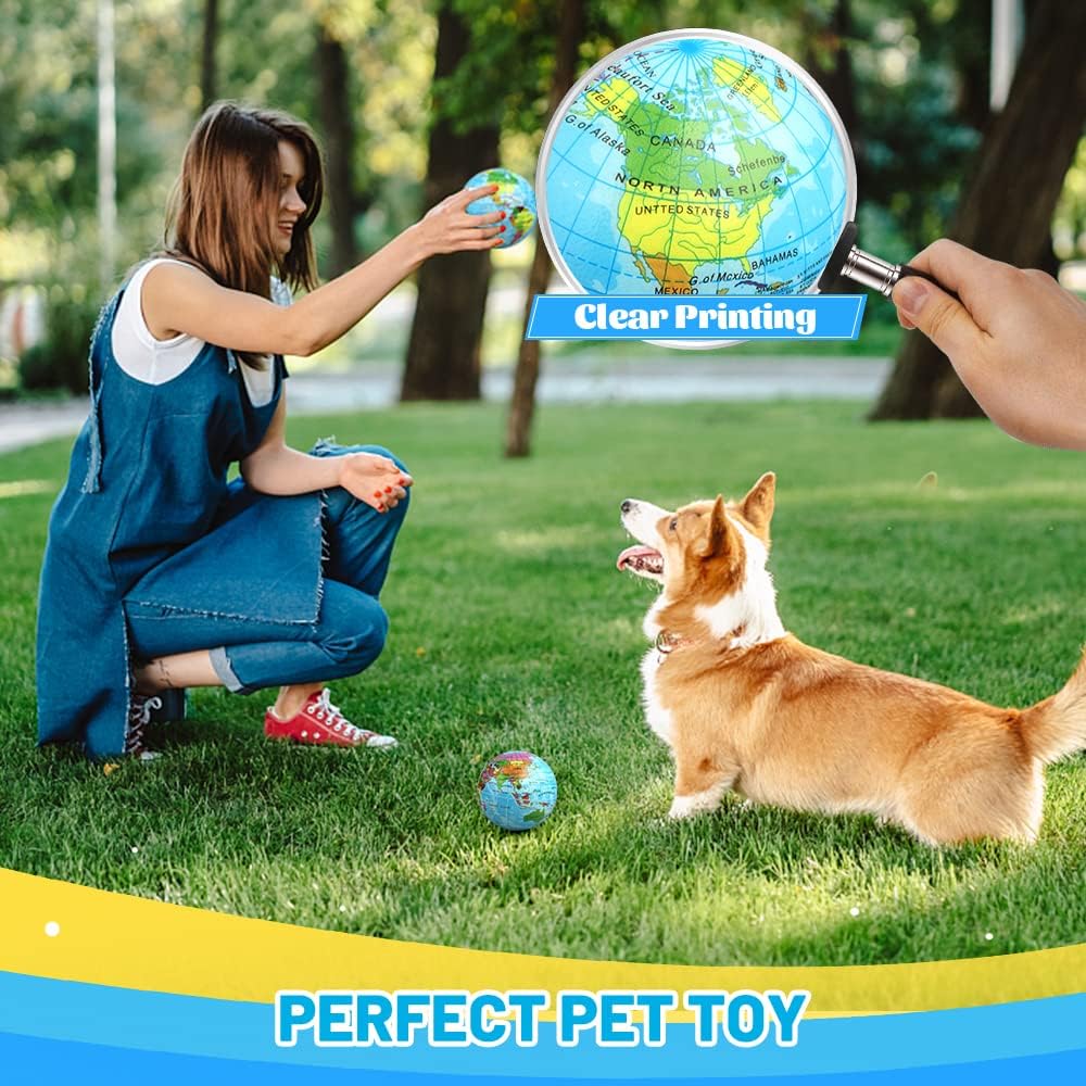 Umnodobn Mini Earth Soft Squishy Ball 3 Pack - 3.7 Inch Foam Globe Stress Balls for Boys Girls- Educational Geography Squishies Toys- Squeeze Sensory Learning Toy World Map for Kids Adults