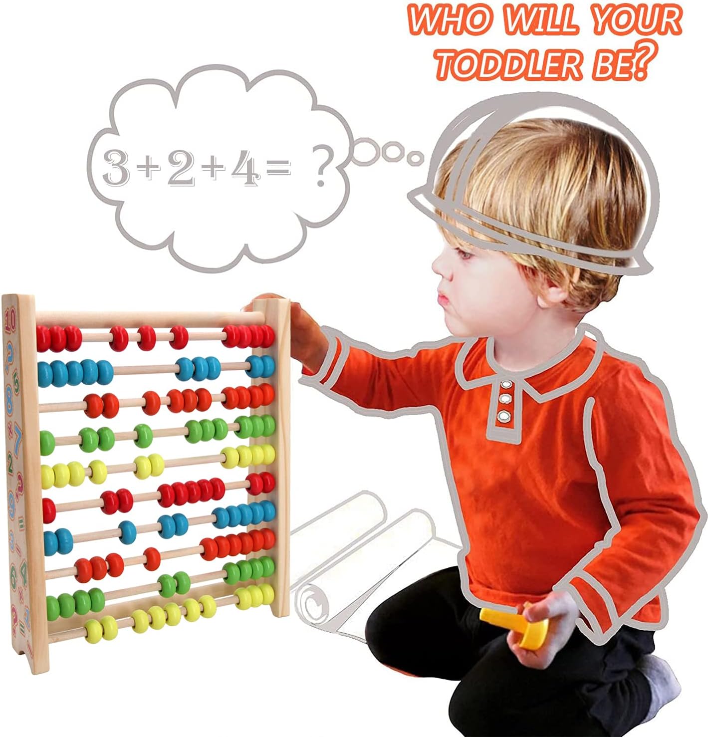 Sealive Wooden Counting Toy - 50 Beads Abacus for Kids Math, Cartoon Giraffe Counters for Kids, Counting Toys for Preschool Learning & Development, Develops Coordination, Motor Skills