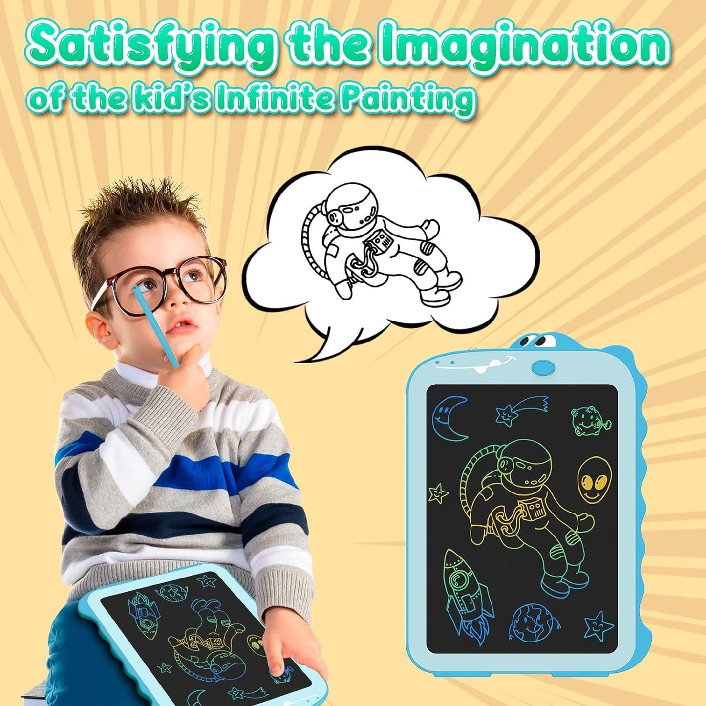 Kids LCD Writing Tablet, 10.5 Inch Colorful Electronic Board Drawing Pad, Electronic Erasable Doodle Tablet for Boys Girls Gifts for Toddler Educational Travel Birthday(Pink)