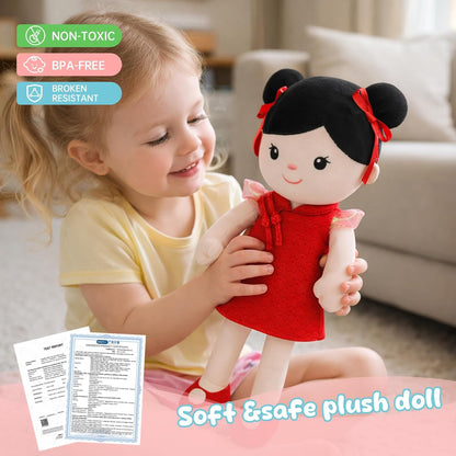 Soft Baby Doll Toys,16 inch Educational Plush Doll for Girls Learning Sensory Montessori Toy Birthday Gifts Cuddly Plush Toys for Toddler Kids (Yellow)