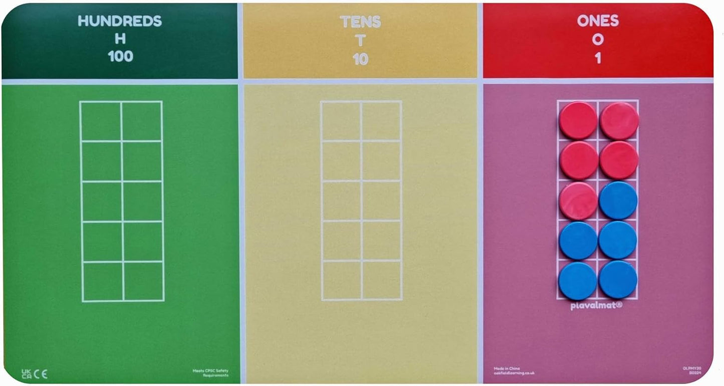 plavalmat® Multifunctional Math Mat Place Value Chart (Millions to 0.001 with fraction, decimal and percentage equivalents, units of metric measure and money)