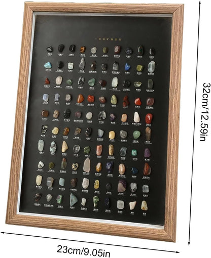 Natural Mineral Specimen Kit – 100pcs Rock Collection, Educational Science Box, Hands-On Learning, Display-Ready Stones | Rock Collection for Office, Bedroom, Living Room, Home, Educational Display