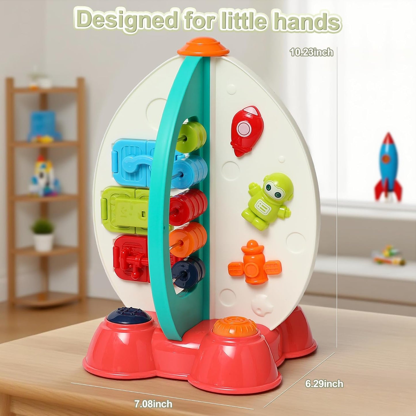 Musical Rocket Toy for Toddlers 1-3 ， Space Learning Toy with Lights & Songs ， Sensory Fine Motor Skills Development ， Birthday Gifts for Boys & Girls