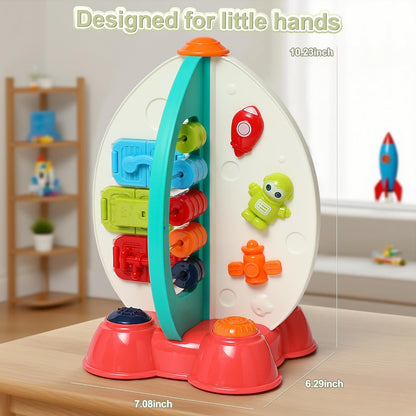 Musical Rocket Toy for Toddlers 1-3 ， Space Learning Toy with Lights & Songs ， Sensory Fine Motor Skills Development ， Birthday Gifts for Boys & Girls