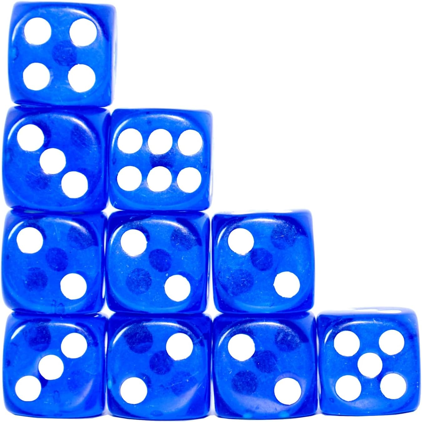 SmartDealsPro 10-Pack D6 Six Sided 16mm Transparent Dice Die for DND, MTG, RPG, Tenzi, Yahtze, Bunco, Table Borad Games, Math Teaching