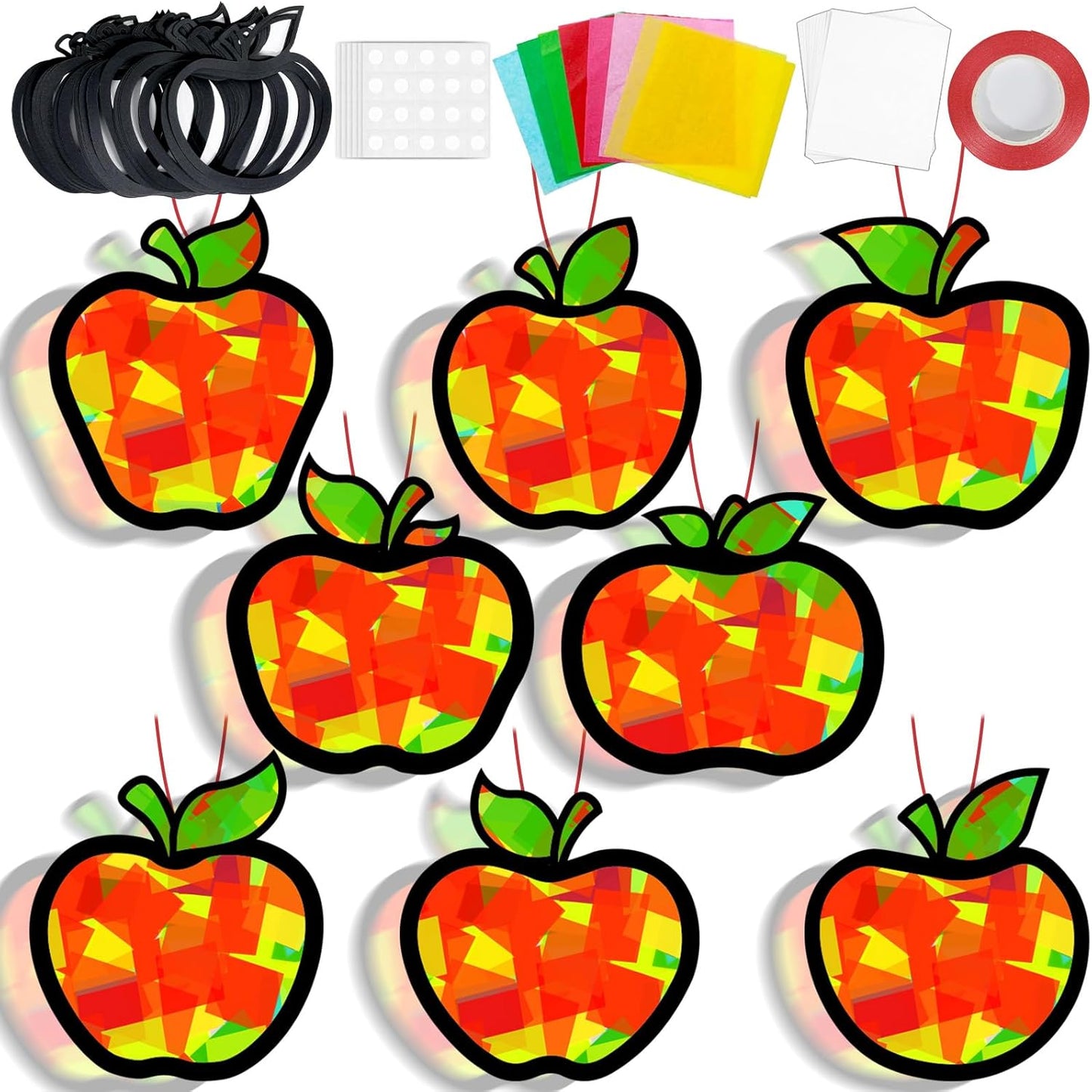32 Sets Outer Space Suncatchers Craft Kit DIY Window Stained Glass Effect Planet Astronaut Alien Paper Crafts Home School Classroom Decoration Kid Birthday Gift Creative Art Project Activity Game - Colors A