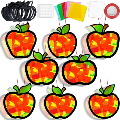 32 Sets Outer Space Suncatchers Craft Kit DIY Window Stained Glass Effect Planet Astronaut Alien Paper Crafts Home School Classroom Decoration Kid Birthday Gift Creative Art Project Activity Game - Colors A