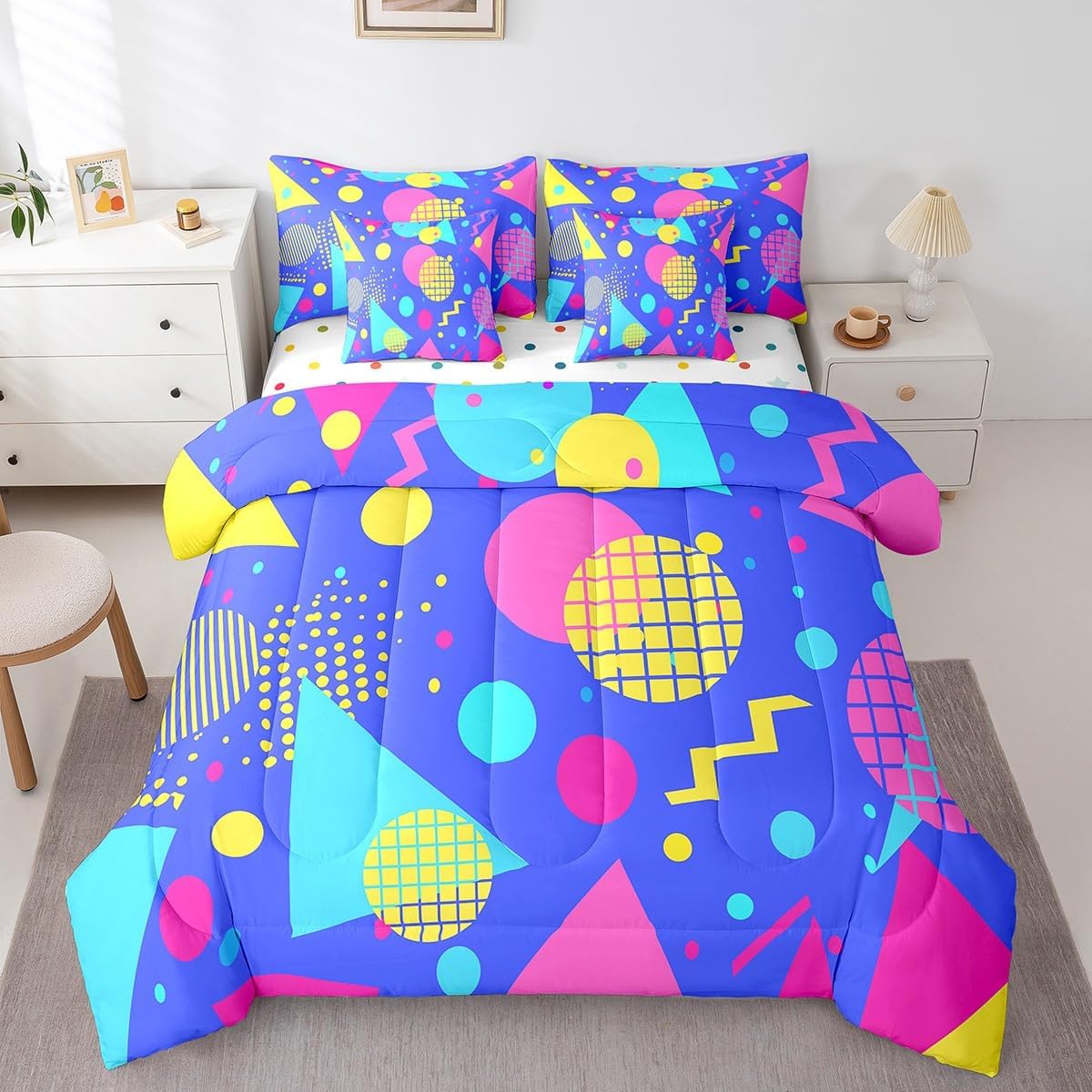 Erosebridal Chemical Equation Bed in a Bag Queen Comforter Set 7 Piece,Chemistry Bedding Sets Science Students Learning Gift Sheet Set with Comforter,Molecular Formula Education Bed Set - Colors B
