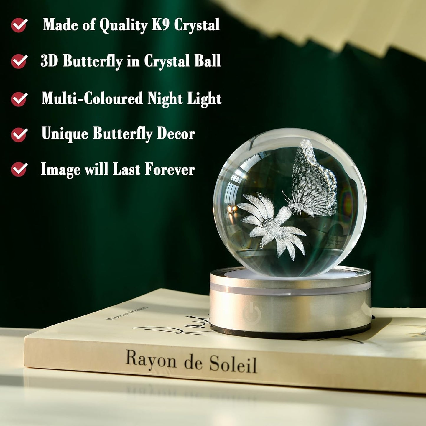 IFOLAINA 3D Solar System Crystal Ball Model Gift Space Astronomy Gift Planets Multicolor Universe Globe Ball Science Astrophysics Gift Night Light Kids Bedroom Adults Gift