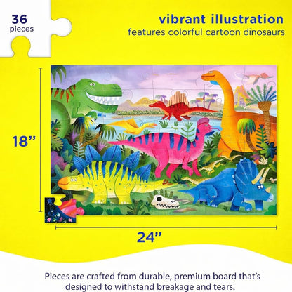 Crocodile Creek 36-Piece Jigsaw Floor Puzzle - Shark Reef - for Kids Ages 3-5 - Heavy-Duty Shaped Box for Storage - 24" W x 18" H Finished