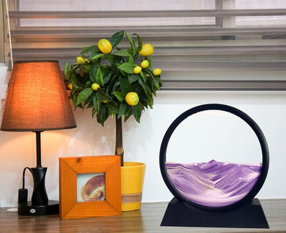 SANDCLE Moving Sand Art Liquid Motion - Moving Sand Art Picture Decor 3D Deep Sea Sandscape, Round Glass Frame Display Flowing Sand Relaxing Toy for Desktop Home Office Work Decoration(Blue, 12")