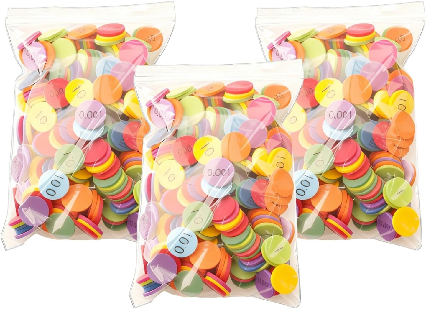 Elementary Math Place Value Discs, 900 Pcs Decimal Disc Counters, Eva Foam Manipulatives, Round, Homeschool Supplies 11.8 X 5.9 X 2.4 in