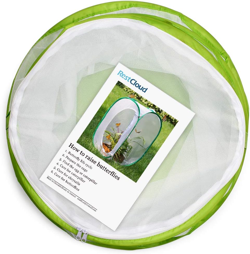20" Large Butterfly Habitat, Giant Collapsible Insect Mesh Cage Terrarium Pop-up 12" x 20" Tall