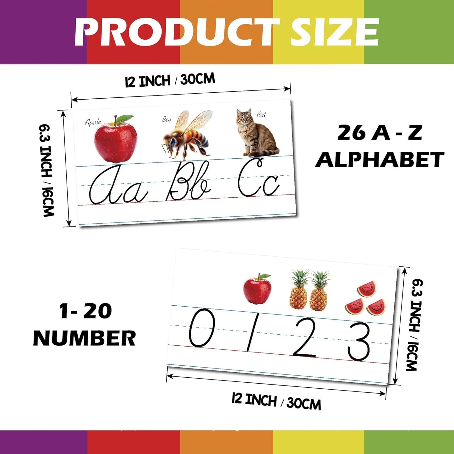 15 Pieces Cursive Alphabet Line Bulletin Board Set Alphabet Classroom Wall Strips Wall Decor for Pre-School Kindergarten Elementary Nursery Homeschool (Cursive)