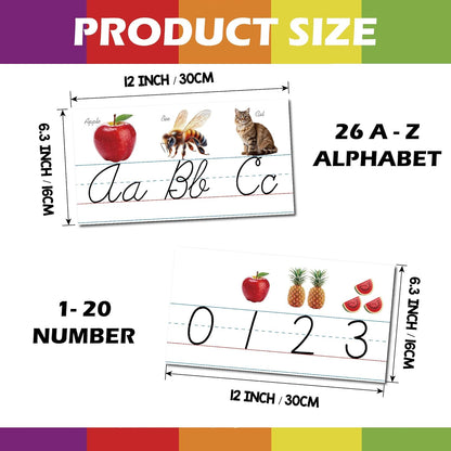 15 Pieces Cursive Alphabet Line Bulletin Board Set Alphabet Classroom Wall Strips Wall Decor for Pre-School Kindergarten Elementary Nursery Homeschool (Cursive)