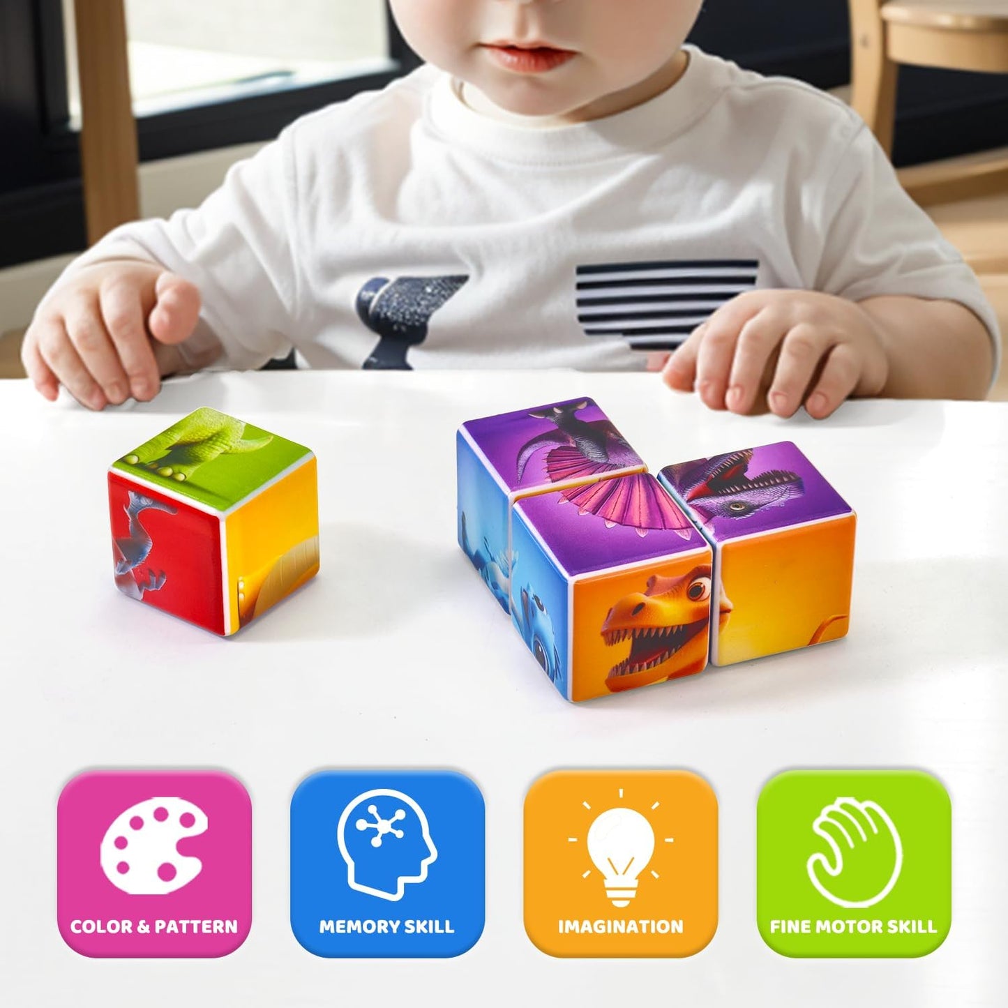 Pairez Toys Random 4 Sets of Magnetic Blocks for Toddlers, 4 Packs Total 16 PCS & 24 Patterns, Magnetic Puzzles for Kids 1-3, Preschool Learning Classroom Must Haves Puzzle Toys