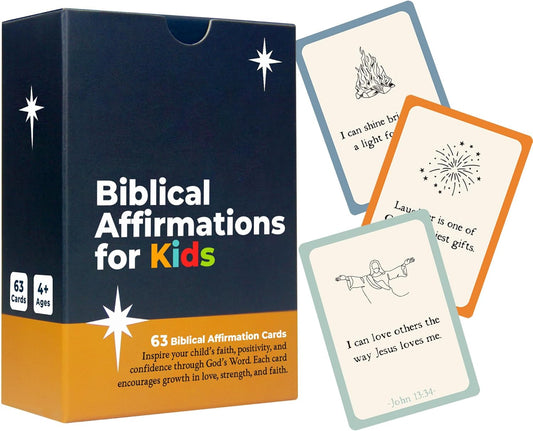 Easter Gifts for Kids - 63 Biblical Affirmation Scripture Cards to Build Faith & Confidence, Christian Bible Verse Cards for Daily Encouragement for Boys & Girls