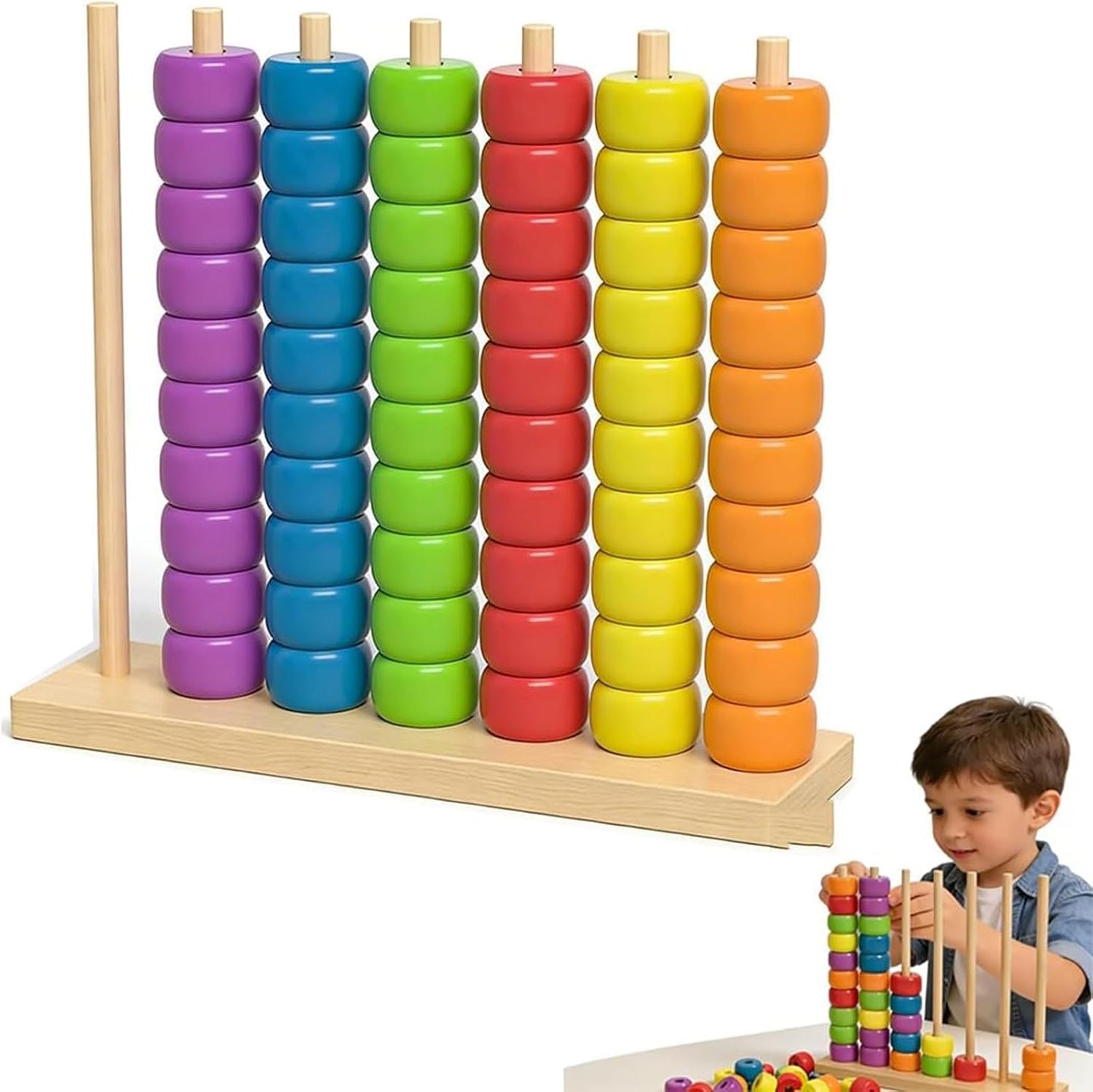Fast-Paced Rainbow Ring Stacking Puzzle Game,2026 New Upgrade Wooden Color Match Challenge Game for Family Fun and Strategy Lovers, Color Matching Stacking Puzzle Game. (A01)