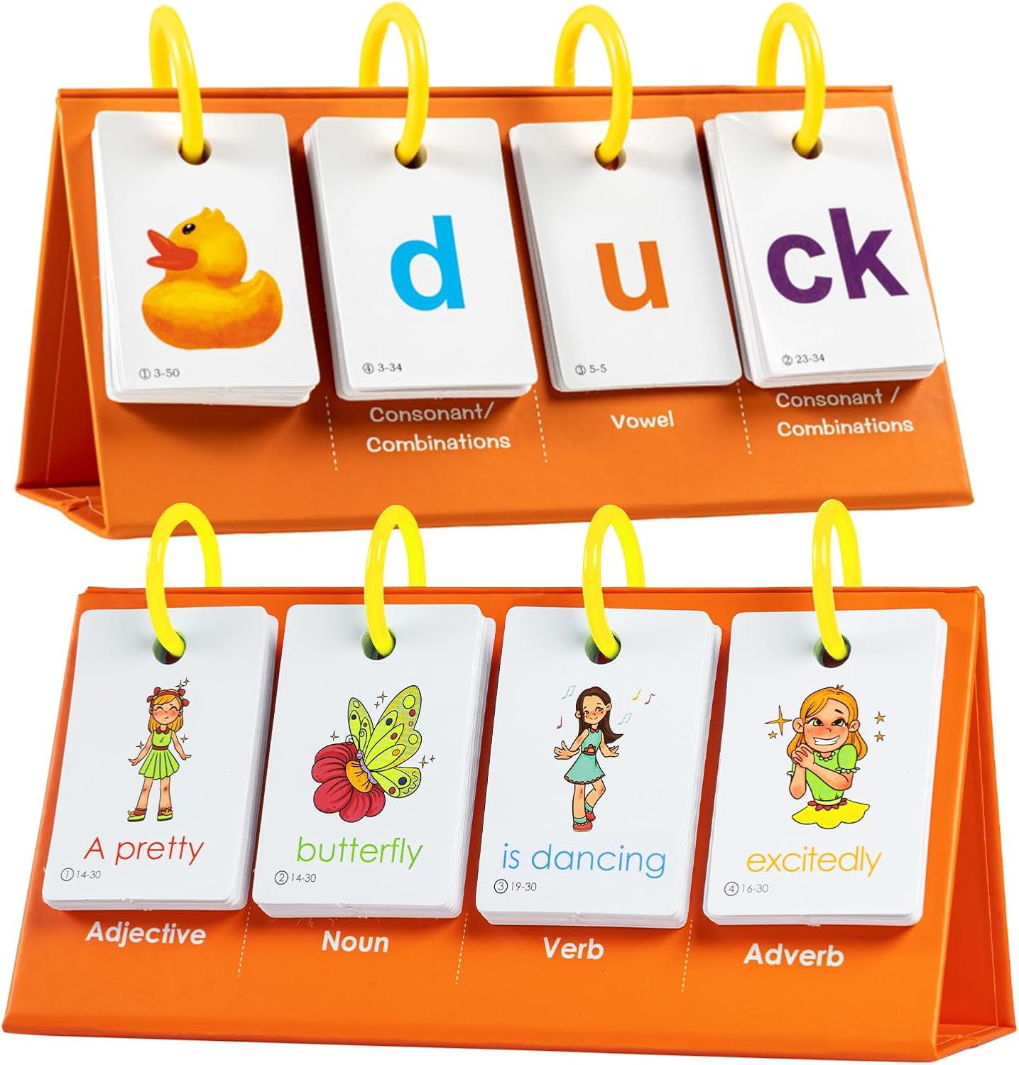 Alened Phonics Flash Cards for Kids 3-8, Sight Words Flash Cards for Kindergarten 1st 2nd 3rd Grade, CVC CVCC CCVC Word Builder, Homeschool & Classroom Phonics Learning Supplies