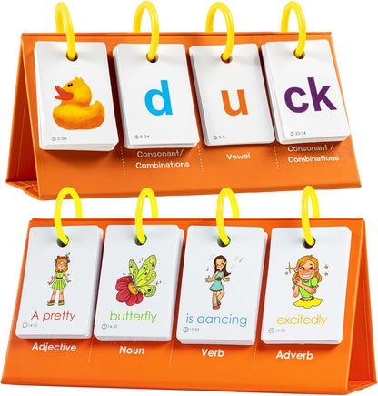 Alened Phonics Flash Cards for Kids 3-8, Sight Words Flash Cards for Kindergarten 1st 2nd 3rd Grade, CVC CVCC CCVC Word Builder, Homeschool & Classroom Phonics Learning Supplies