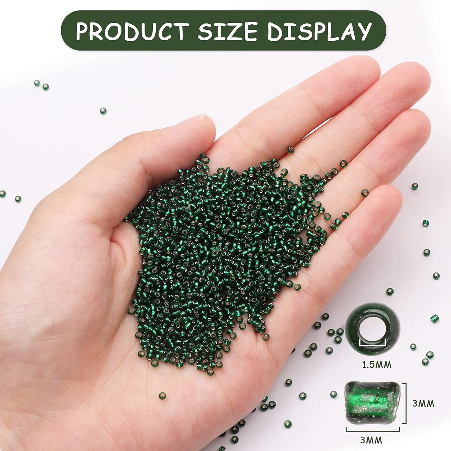 10100 Pcs Size 11/0 Glass Seed Beads, 2 mm Dark Green Small Mini Spacer Loose Pony Beads for Jewelry Making and DIY Crafts - Colors B
