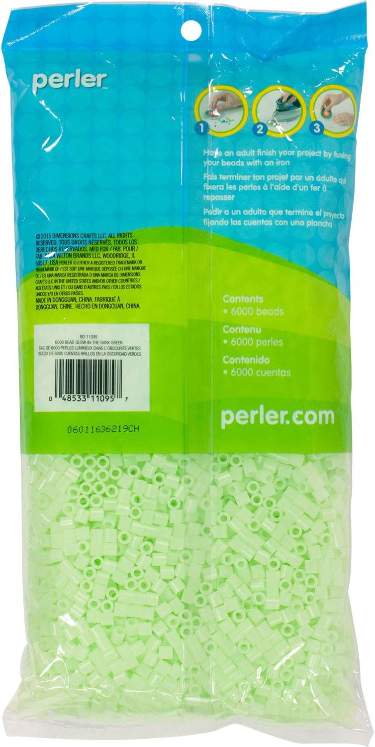 Perler Beads Fuse Beads for Crafts, 6000pcs, Glow in the Dark green