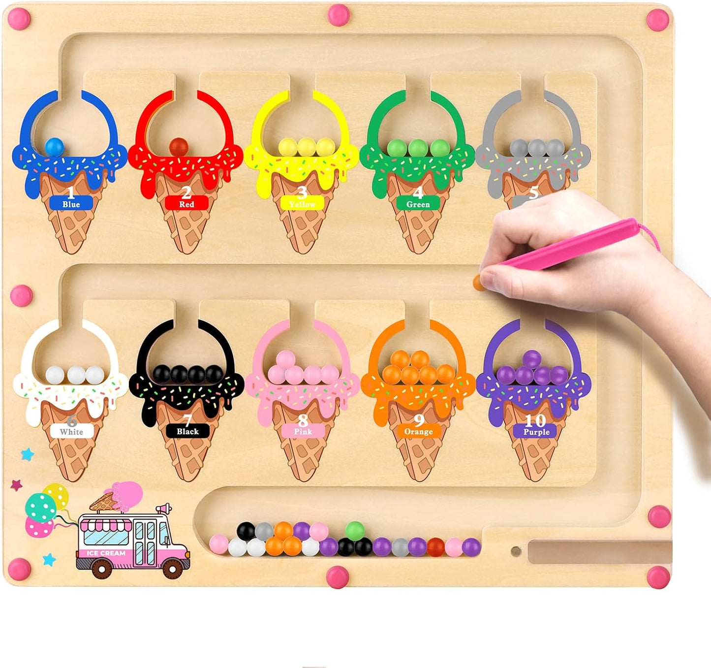 Uiseba Dinosaur Mini Magnetic Color and Number Maze Montessori Toy for Ages 3 4 5, Toddler Busy Board, Educational Preschool Learning Activities, Ideal Christmas & Birthday Gift for Boys and Kids