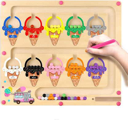 Uiseba Dinosaur Mini Magnetic Color and Number Maze Montessori Toy for Ages 3 4 5, Toddler Busy Board, Educational Preschool Learning Activities, Ideal Christmas & Birthday Gift for Boys and Kids