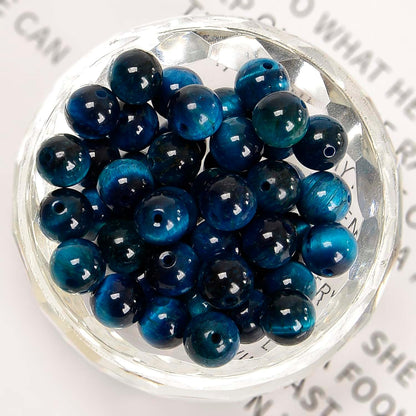 NCB 100pcs Original Natural Stone Beads Gemstone Round Loose Beads 6mm 8mm 10mm (Blue Aventurine, 6mm 100Beads) - Colors A